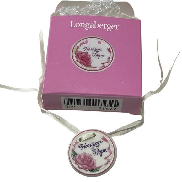 Longaberger Horizon of Hope Basket Tie-On Pink Floral 1998 Original Box Vintage - Picture 3 of 7